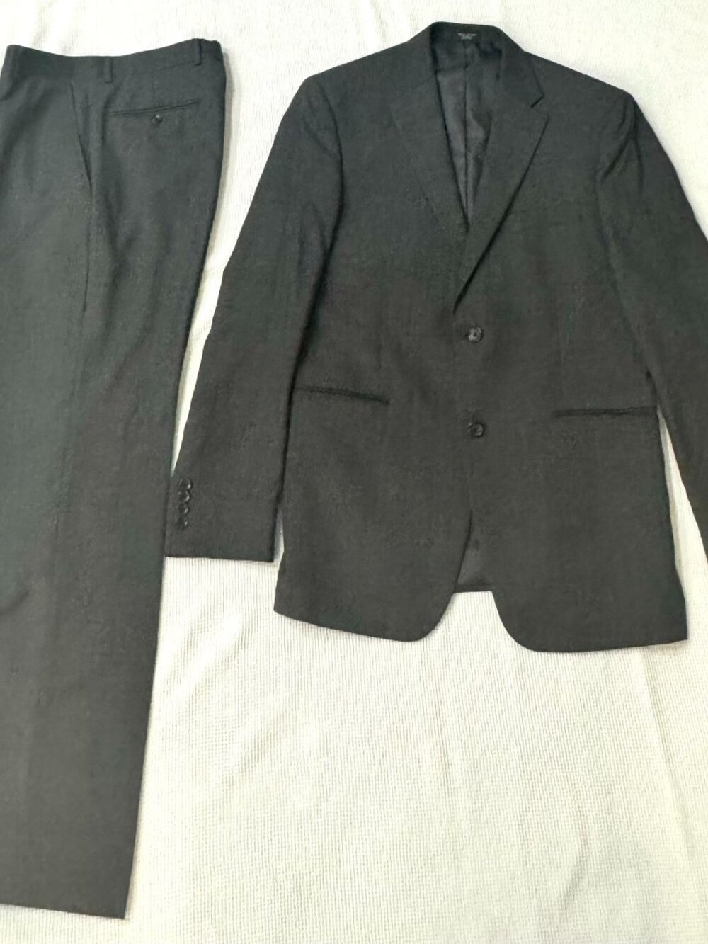 Jones New York Mens 2 Piece Suit 40R Charcoal Glen Plaid 100% Wool Pants 32x30